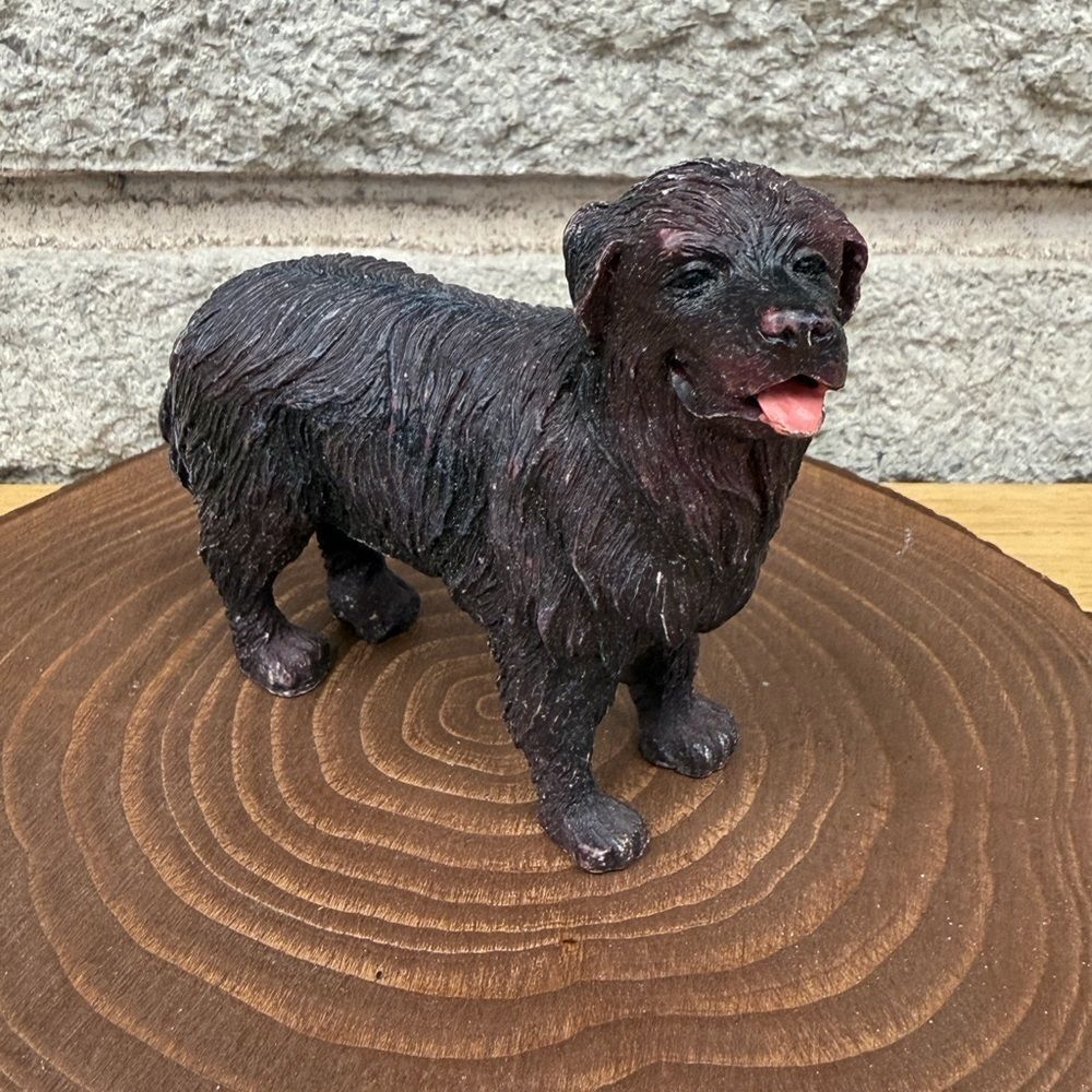 Realistic Black Newfoundland Dog Figurine